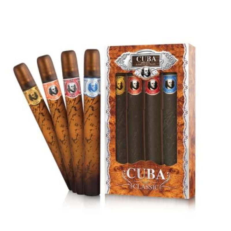 Cuba by Cuba for Men - 4 Pc Gift Set 1.17oz Cuba Gold, 1.17oz Cuba Blue, 1.17oz Cuba Red, 1.17oz Cuba Orange