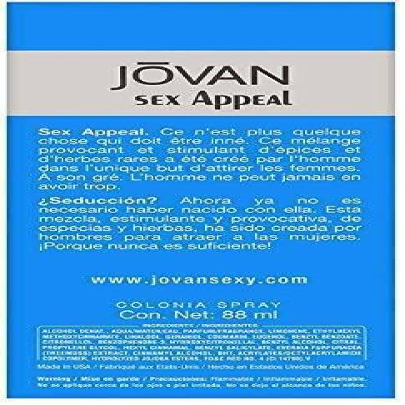 Jovan Sex Appeal by Jovan for Men - 3 oz Cologne Spray