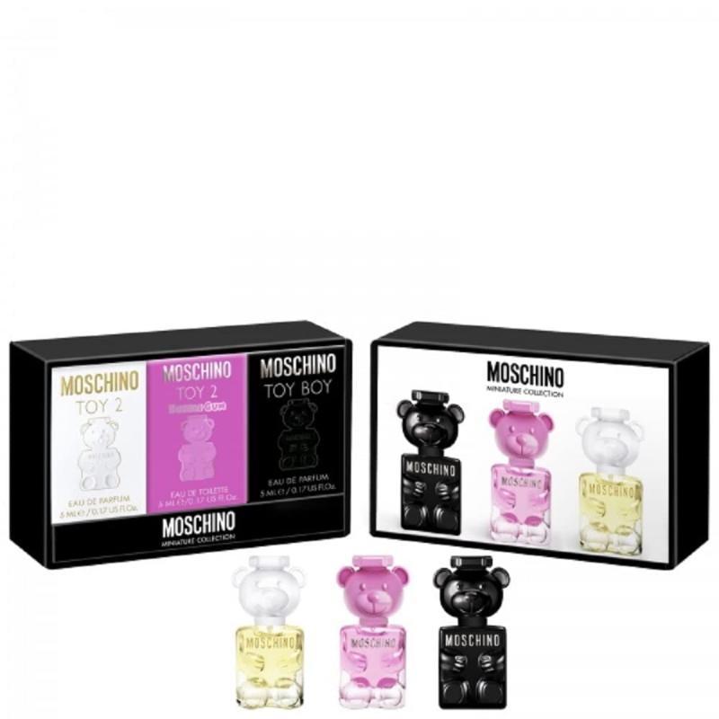 MOSCHINO 3 PCS TOY MINI SET: TOY BOY 5 ML EAU DE PARFUM + TOY 2 BUBBLE GUM 5 ML EAU DE TOILETTE + TOY 2 5 ML EAU DE PARFUM