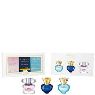 VERSACE 3 PCS MINI SET FOR WOMEN (INDIVIDUAL BOX): DYLAN TURQUOISE 5 ML EAU DE TOILETTE + DYLAN BLUE 5 ML EAU DE PARFUM + BRIGHT CRYSTAL 5 ML EAU DE TOILETTE