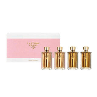 PRADA LA FEMME 4 PCS MINI SET: 2 X LA FEMME 0.3 OZ EAU DE PARFUM + 2 X LA FEMME L'EAU 0.3 OZ EAU DE TOILETTE