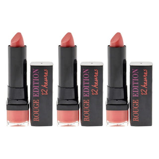 Rouge Edition 12 Hours - 28 Pamplemousse Pour Ptite Frimousse by Bourjois for Women - 0.12 oz Lipstick - Pack of 3