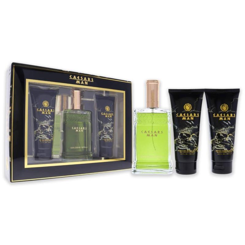 Caesars by Caesars for Men - 3 Pc Gift Set 4oz Cologne Spray, 3.3oz Hair And Body Wash, 3.3oz After Shave Balm