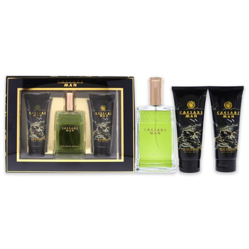 Caesars by Caesars for Men - 3 Pc Gift Set 4oz Cologne Spray, 3.3oz Hair And Body Wash, 3.3oz After Shave Balm