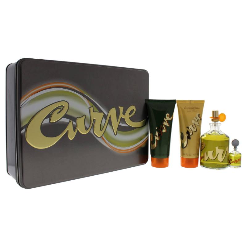 Curve by Liz Claiborne for Men - 4 Pc Gift Set 4.2oz EDC Spray, 0.25oz EDC Splash, 3.4oz After Shave Balm, 3.4oz Shower Gel
