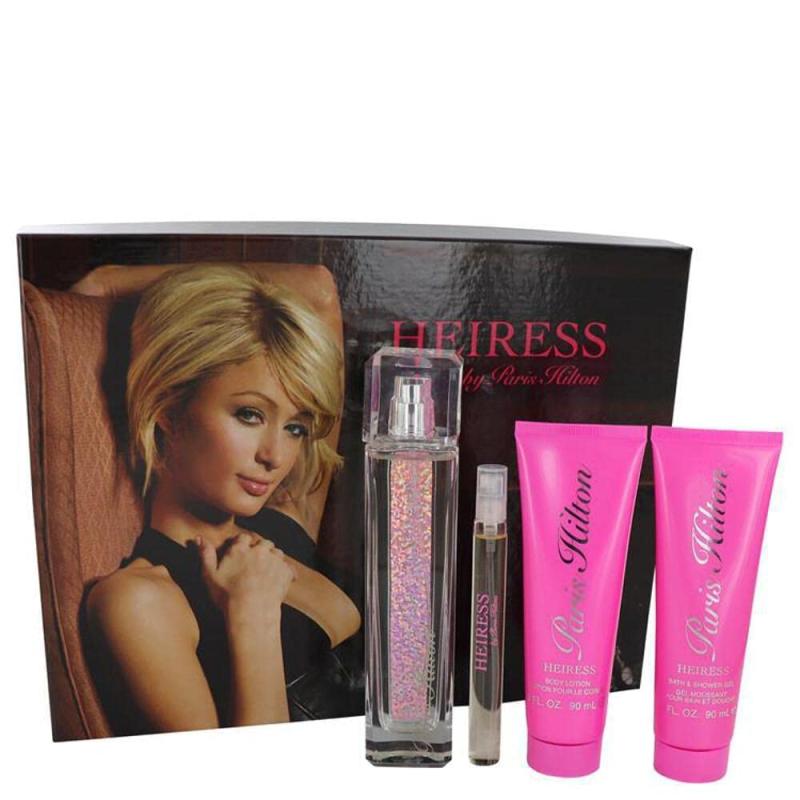 Heiress by Paris Hilton for Women - 4 Pc Gift Set 3.4oz EDP Spray, 0.34oz EDP Spray, 3oz Body Lotion, 3oz Bath &amp; Shower Gel