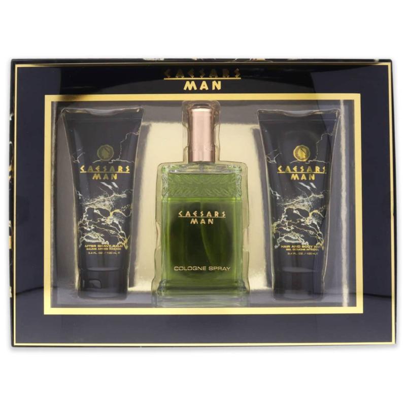 Caesars by Caesars for Men - 3 Pc Gift Set 4oz Cologne Spray, 3.3oz Hair And Body Wash, 3.3oz After Shave Balm