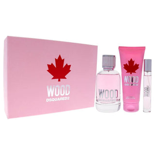 Wood Pour Femme by Dsquared2 for Women - 3 Pc Gift Set 3.4oz EDT Spray, 0.33oz EDT Travel Spray, 3.4oz Body Lotion