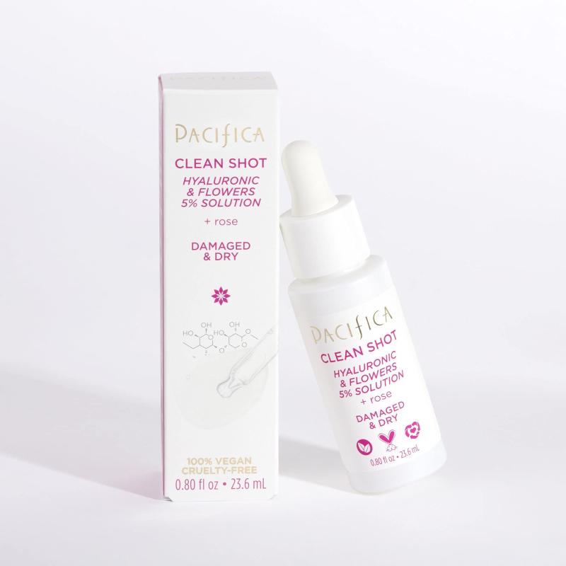 Clean Shot Hyaluronic and Flowers 5 Percent Solution by Pacifica for Unisex - 0.8 oz Serum