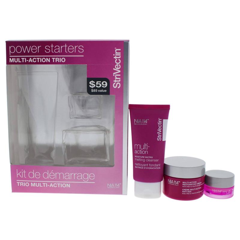 Power Starters Multi-Action Trio by Strivectin for Unisex - 3 Pc 1oz Moisture Matrix Melting Cleanser, 0.17oz R and R Eye Cream, 1oz Restorative Cream