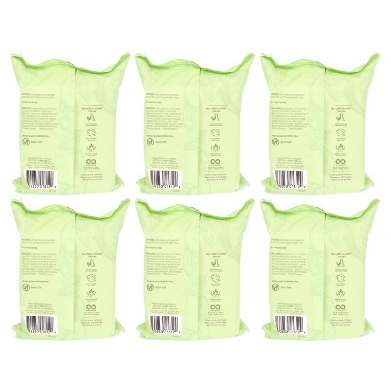 Facial Cleansing Towelettes - Cucumber and Sage by Burts Bees for Unisex - 30 Count Towelettes - Pack of 6