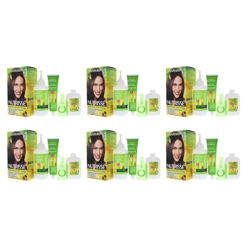 Nutrisse Nourishing Color Creme - 61 Light Ash Brown by Garnier for Unisex - 1 Application Hair Color - Pack of 6