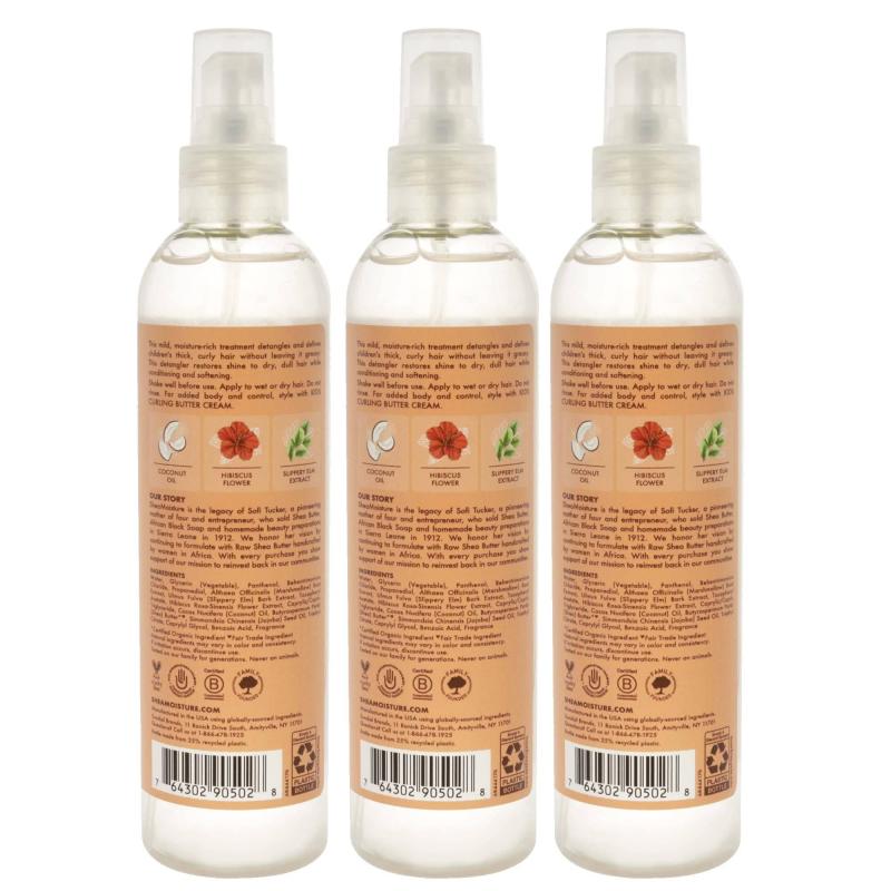 Coconut and Hibiscus Kids Extra-Moisturizing Detangler by Shea Moisture for Kids - 8 oz Detangler - Pack of 3