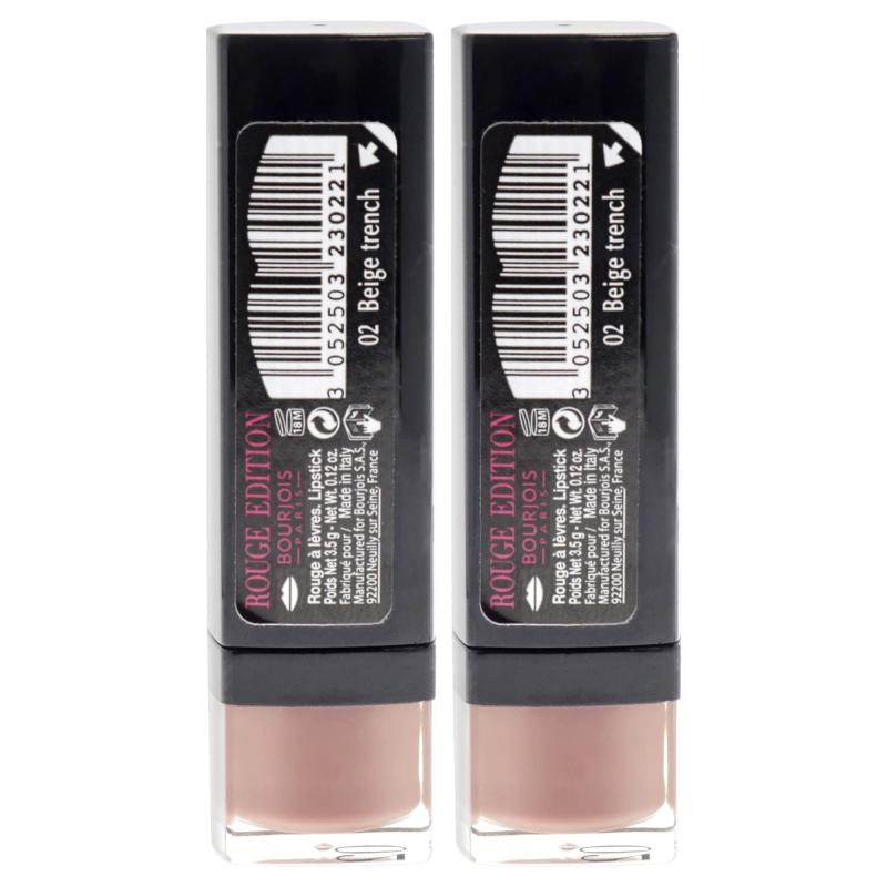 Rouge Edition - 02 Beige Trench by Bourjois for Women - 0.12 oz Lipstick - Pack of 2