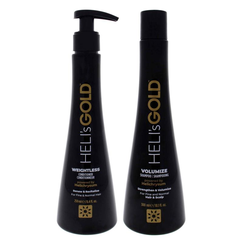 Volume Series kit by Helis Gold for Unisex - 2 Pc Kit 8.4oz Weightless Conditioner, 10.1oz Volumize Shampoo