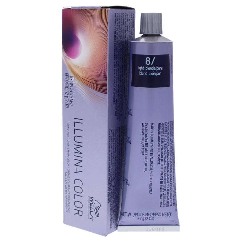 Illumina Color Permanent Creme Hair Color - 8 Light Blonde-Neutral by Wella for Unisex - 2 oz Hair Color