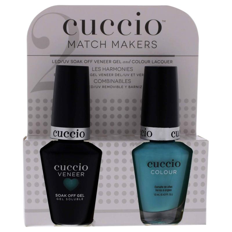 Match Makers Set - Aquaholic by Cuccio Colour for Women - 2 Pc 0.44oz Veneer Soak Of Gel Nail Polish, 0.43oz Colour Nail Polish