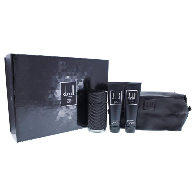 Icon Elite by Dunhill for Men - 4 Pc Gift Set 3.4oz EDP Spray, 3oz Shower Gel, 3oz After Shave Balm, Pouch