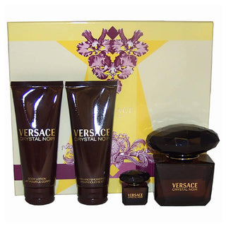 Versace Crystal Noir by Versace for Women - 4 Pc Gift Set 3oz EDT Spray, 3.4oz Bath &amp; Shower Gel, 3.4oz Body Lotion, 5ml EDT Splash Mini