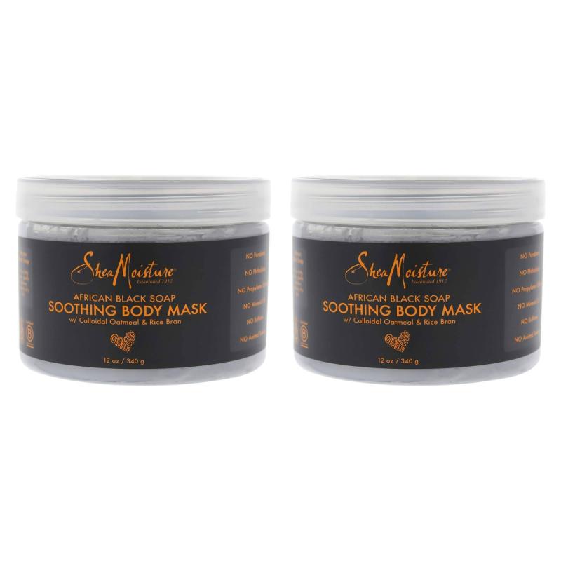 African Black Soap Soothing Body Mask - Pack of 2 by Shea Moisture for Unisex - 12 oz Mask