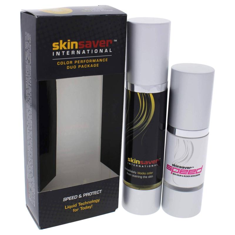 Skinsaver Kit by Skinsaver for Unisex - 2 Pc 1.7oz Skinsaver Immediately Blocks Color Oil, 1oz Speed Hair Color and Bleach Accelerator