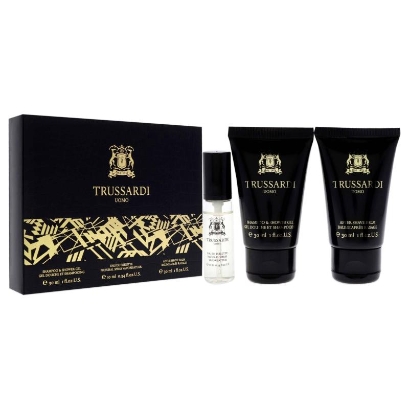 Trussardi Uomo by Trussardi for Men - 3 Pc Mini Gift Set 0.33oz EDT Spray, 1oz Shower Gel, 1oz After Shave Balm