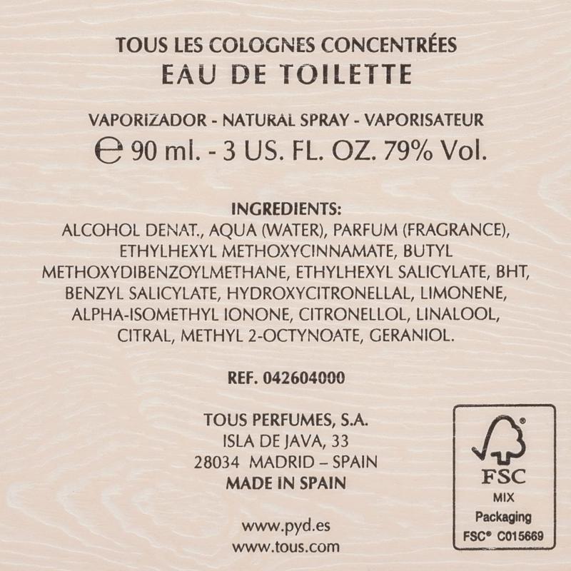 Les Colognes Concentrees by Tous for Men - 3.4 oz EDT Spray