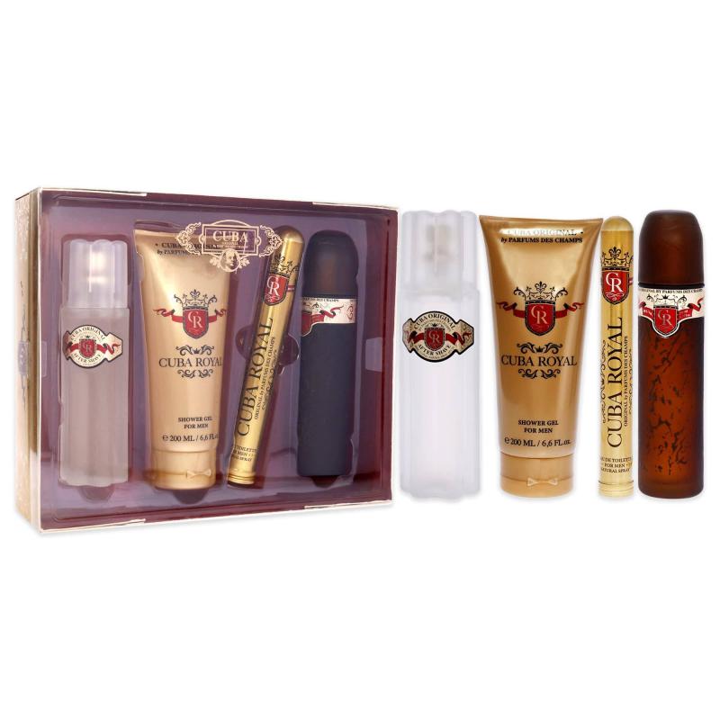 Cuba Royal by Cuba for Men - 4 Pc Gift Set 3.3oz EDT Spray, 1.17oz EDT Spray, 3.3oz After Shave, 6.7oz Shower Gel