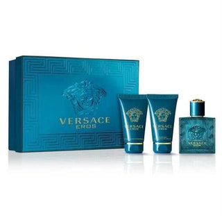 Versace Eros 3 Pcs Set For Men: 0.17 Eau De Toilette + 0.8 After Shave Balm + 0.8 Shower Gel