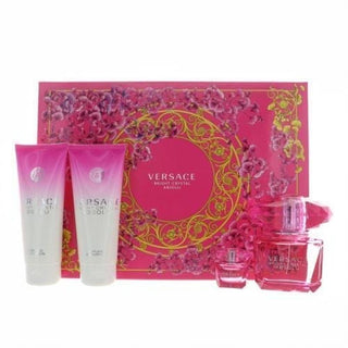 Versace Bright Crystal Absolu 4 Pcs Set For Women: 3 Oz Eau De Parfum Spray + 0.17 Eau De Parfum Travel Spray + 3.4 Shower Gel + 3.4 Body Lotion