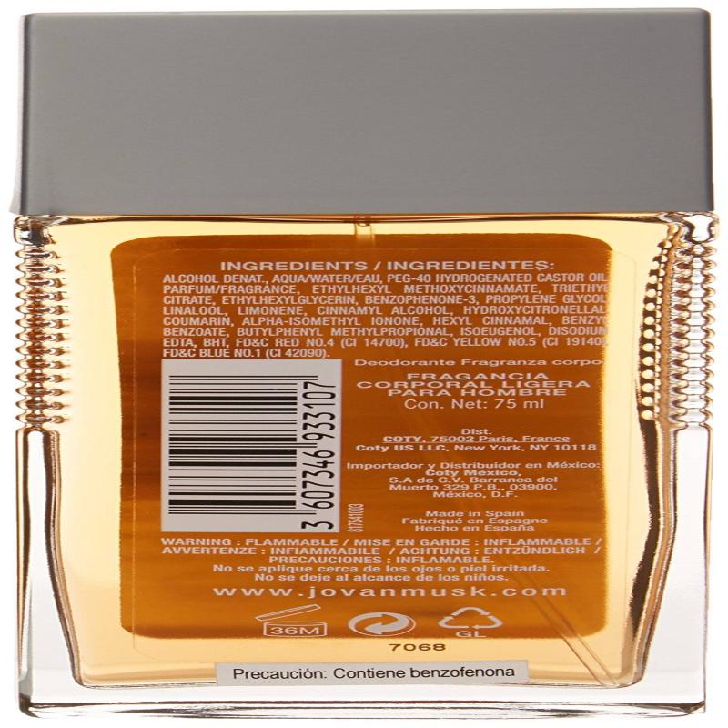 Jovan Musk by Jovan for Men - 2.5 oz Body Fragrance (Unboxed)
