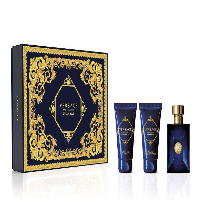 Dylan Blue by Versace for Men - 3 Pc Gift Set 1.7oz EDT Spray, 1.7oz After Shave Balm, 1.7oz Perfumed Bath Shower Gel
