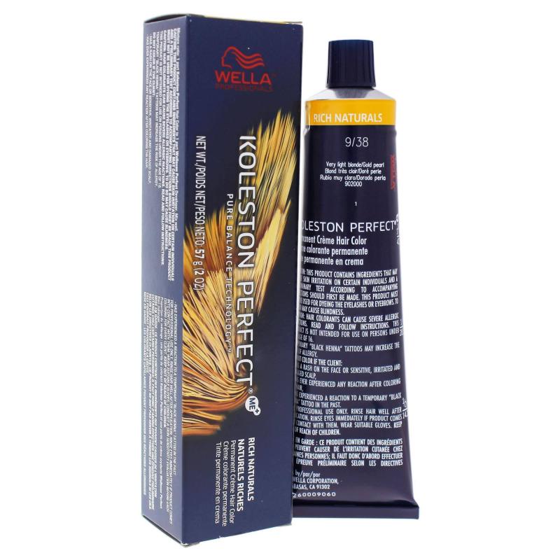Koleston Perfect Permanent Creme Hair Color - 9 38 Very Light Blonde-Gold Pearl by Wella for Unisex - 2 oz Hair Color