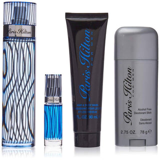 Paris Hilton by Paris Hilton for Men - 4 Pc Gift Set 3.4oz EDT Spray, 3oz Hair and Body Wash, 2.75oz Alcohol Free Deodorant Stick, 0.34oz EDT Spray