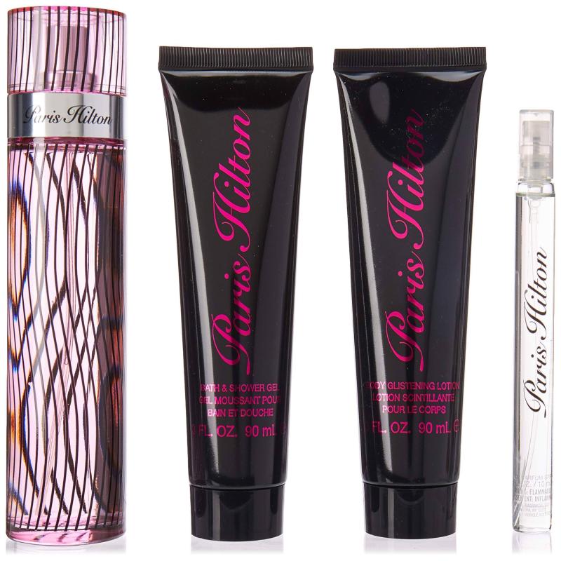Paris Hilton by Paris Hilton for Women - 4 Pc Gift Set 3.4oz EDP Spray, 0.34oz EDP Spray, 3.0oz Body Lotion, 3oz Bath and Shower Gel