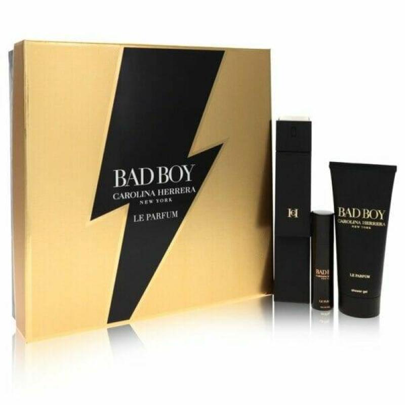 Carolina Herrera Bad Boy Le Parfum 3 Pcs Set For Men: 3.4 Edp Sp + 0.34 Edp Sp + 3.4 S/G