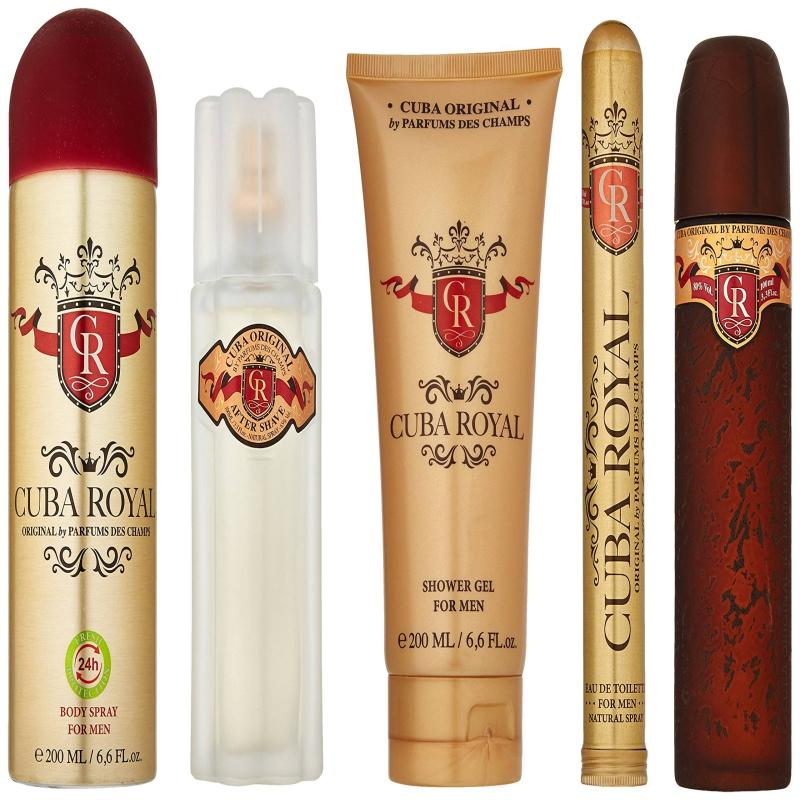 Cuba Royal by Cuba for Men - 5 Pc Gift Set 3.4oz EDT Spray, 1.17oz EDT Spray, 6.6oz Shower Gel, 3.3oz After Shave, 6.6oz Body Spray
