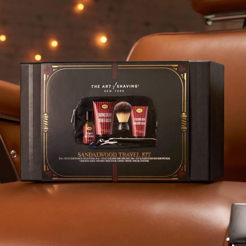 The Art of Shaving Sandalwood Travel Kit - Men's Razor with Pre-Shave Oil, Shaving Cream, Shaving Brush &amp; After-Shave Balm