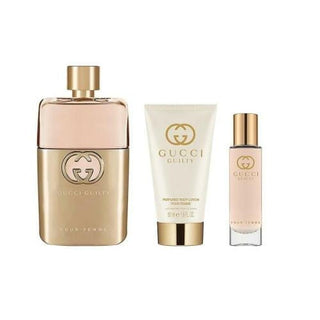 Gucci Guilty 3 Pcs Set: 3 Oz Eau De Parfum Spray + 0.5 Eau De Parfum Spray + 1.6 Body Lotion (Hard Box)