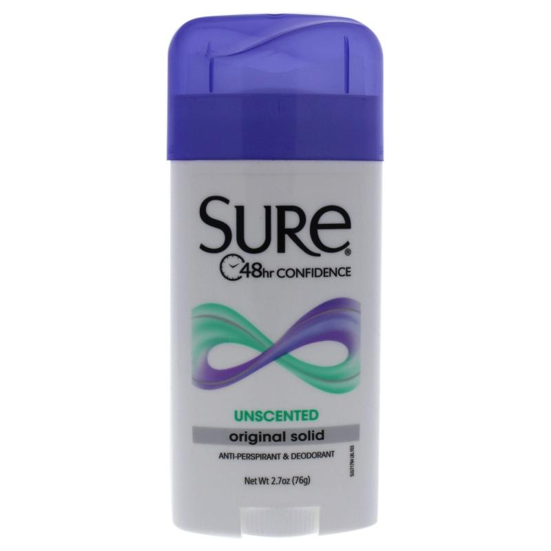 Original Solid Anti-Perspirant Deodorant - Unscented by Sure for Unisex - 2.7 oz Deodorant Stick