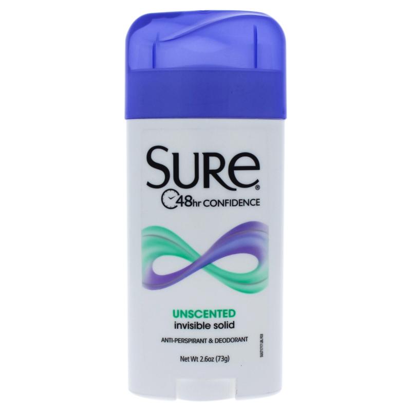 Invisible Solid Anti-Perspirant and Deodorant - Unscented by Sure for Unisex - 2.6 oz Deodorant Stick