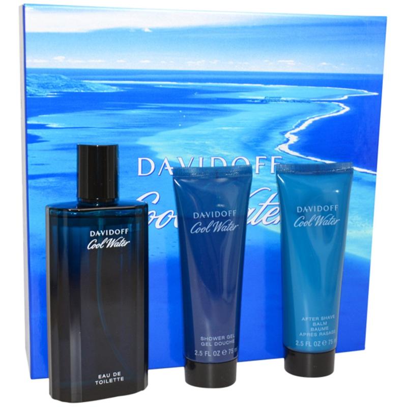 Cool Water by Davidoff for Men - 3 Pc Gift Set 4.2oz EDT Spray, 2.5oz Shower Gel, 2.5oz After Shave Balm
