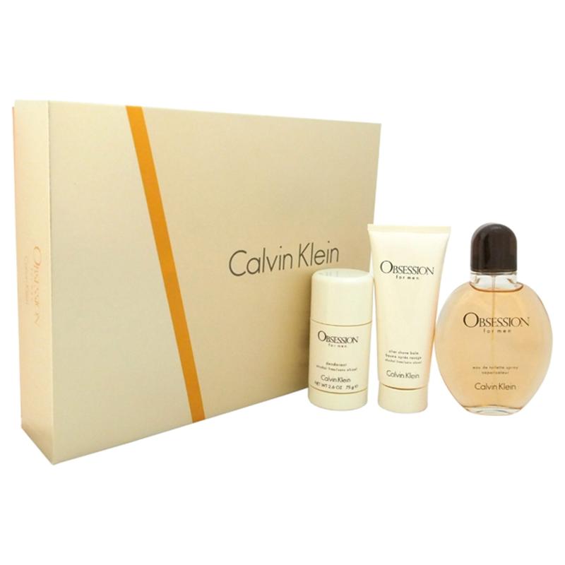 Obsession by Calvin Klein for Men - 3 Pc Gift Set 4oz EDT Spray, 2.6oz Deodorant Stick, 3.3oz After Shave Balm