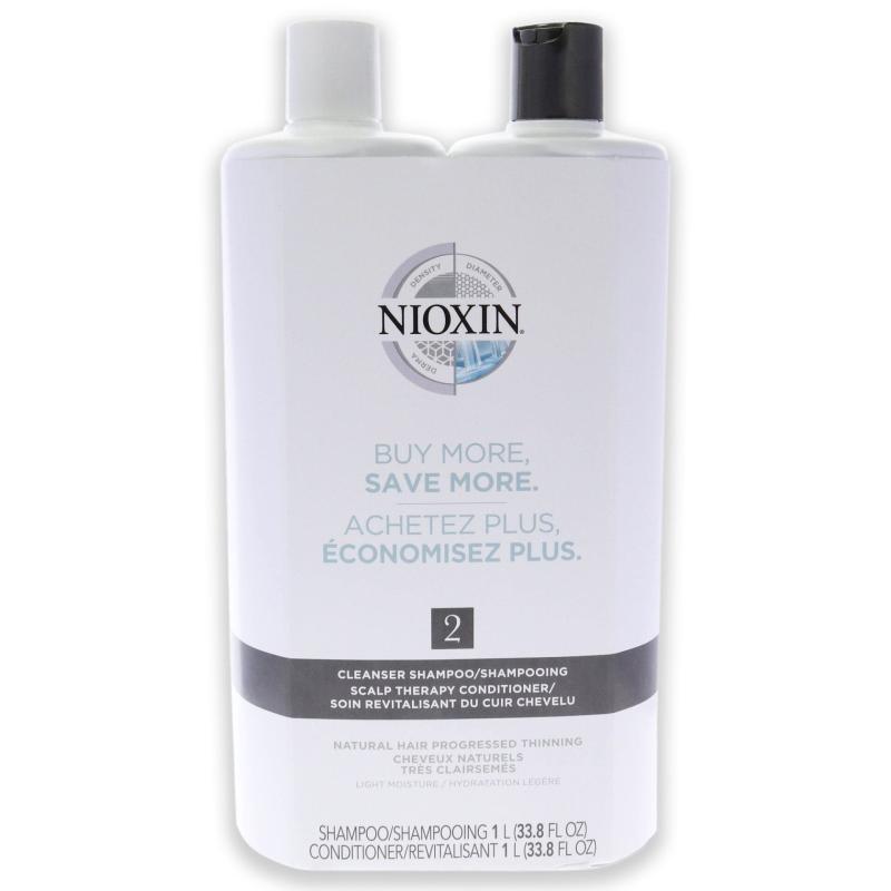 System 2 Kit by Nioxin for Unisex - 33.8oz Shampoo, Conditioner