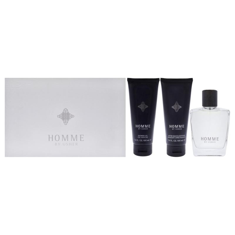 Homme by Usher for Men - 3 Pc Gift Set 3.4oz EDT Spray, 3.4oz Shower Gel, 3.4oz After shave Soother