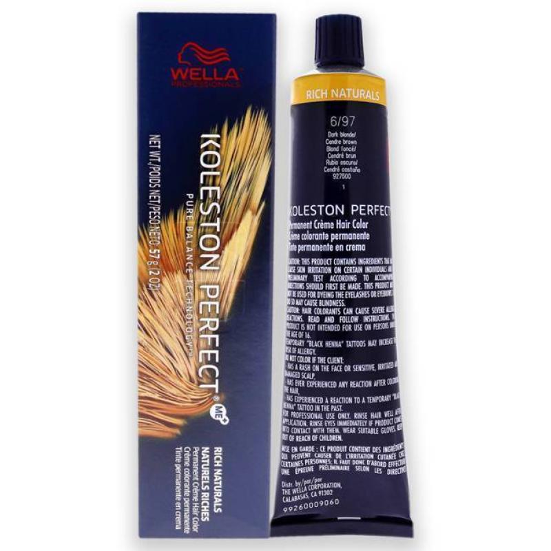 Koleston Perfect Permanent Creme Hair Color - 6 97 Dark Blonde-Cendre Brown by Wella for Unisex - 2 oz Hair Color