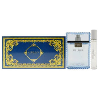 Versace Man Eau Fraiche by Versace for Men - 3 Pc Gift Set 3.4oz EDT Spray, 10ml EDT Spray (Mini), Pouch