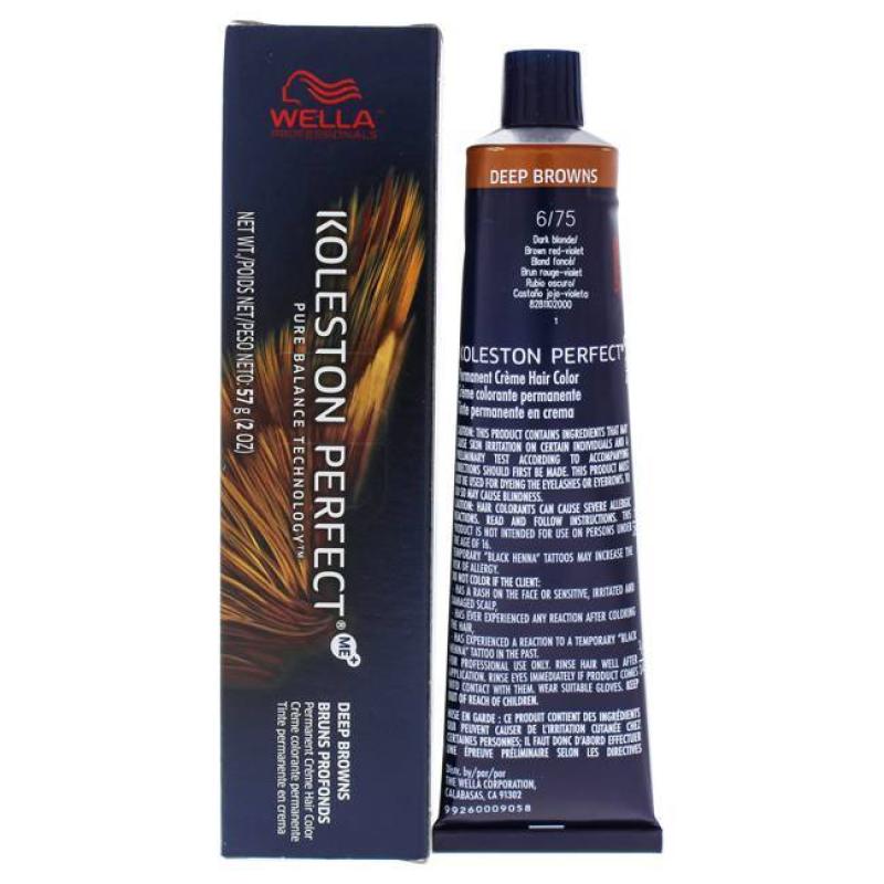 Koleston Perfect Permanent Creme Hair Color - 6 75 Dark Blonde-Brown Red-Violet by Wella for Unisex - 2 oz Hair Color