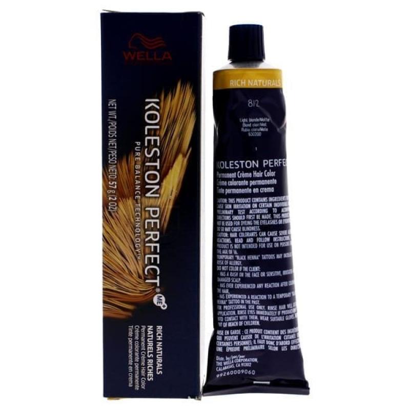 Koleston Perfect Permanent Creme Haircolor - 8 2 Light Blonde-Matt by Wella for Unisex - 2 oz Hair Color
