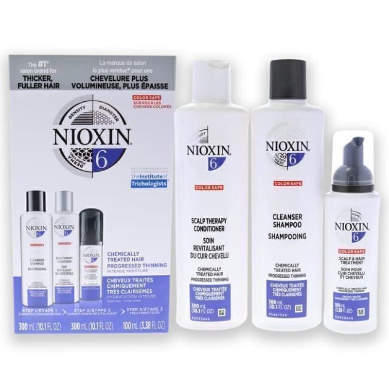 System 6 Kit by Nioxin for Unisex - 3 Pc 1 0.1oz Shampoo, 10.1oz Conditioner, 3.38oz Treatment